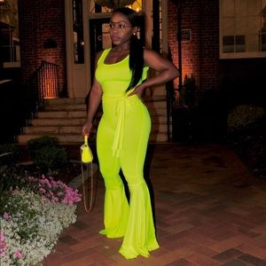 Neon Green Flare jumpsuit
